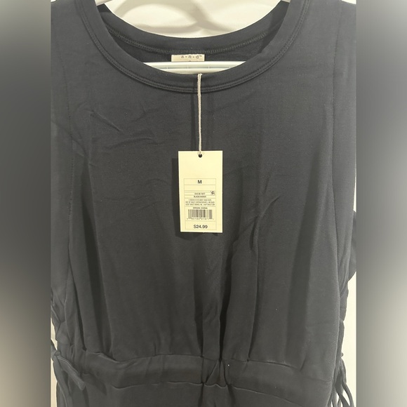 NWT A New Day Sleeveless Black Ruched Tie Waist Dress. - Picture 5 of 7